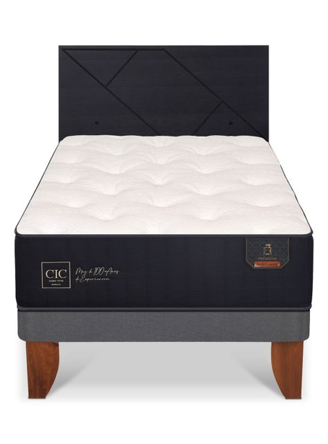 Cama Europea Premium 1.5 Plazas + Respaldo Villarrica Negro-2