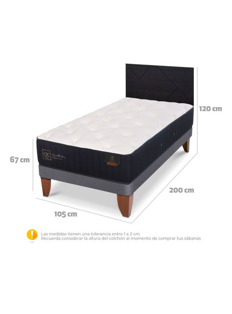 Cama Europea Premium 1.5 Plazas + Respaldo Villarrica Negro-1
