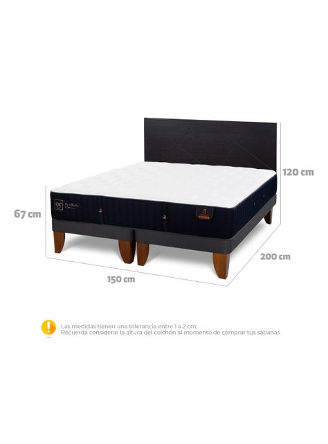 Cama Europea Premium 2 Plazas Base Dividida + Respaldo Villarrica Negro-1