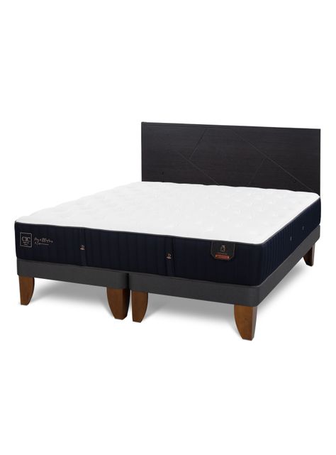 Cama Europea Premium 2 Plazas Base Dividida + Respaldo Villarrica Negro-0