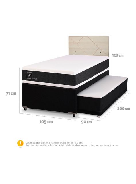 Diván Ortopedic Black 1.5 Plazas Respaldo Villarrica Alpino-1