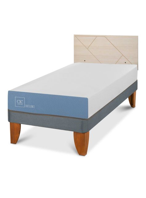Cama Europea Excellence 1 Plaza x190 cm + Respaldo Villarrica Alpino-0