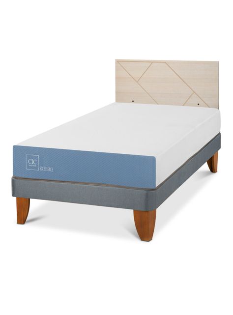 Cama Europea Excellence 1.5 Plazas x190 cm + Respaldo Villarrica Alpino-0