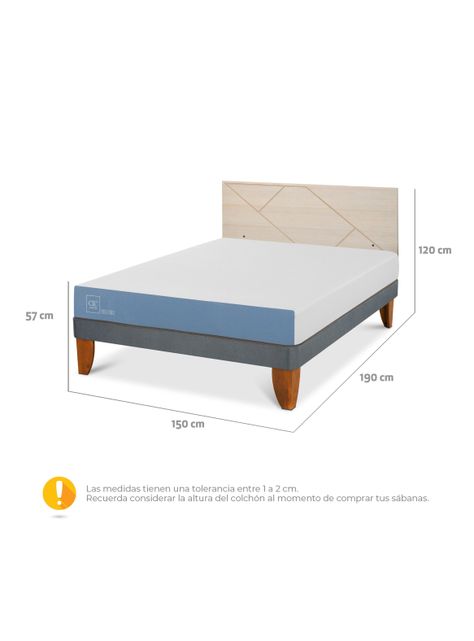 Cama Europea Excellence 2 Plazas x190 cm + Respaldo Villarrica Alpino-1