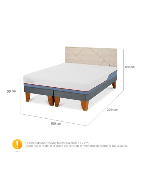 Cama Europea Excellence Plus 2 Plazas Base Dividida + Respaldo Villarrica Alpino-1