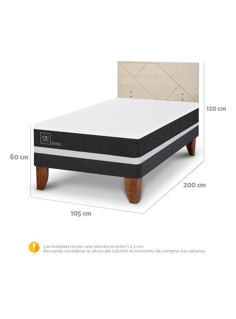 Cama Europea Ortopedic 1.5 Plazas + Respaldo Villarrica Alpino-1
