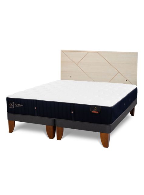 Cama Europea Premium 2 Plazas Base Dividida + Respaldo Villarrica Alpino-0