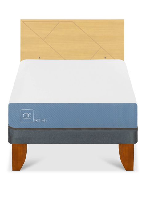 Cama Europea Excellence 1.5 Plazas x190 cm + Respaldo Villarrica Mostaza-2