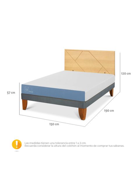 Cama Europea Excellence 2 Plazas x190 cm + Respaldo Villarrica Mostaza-1