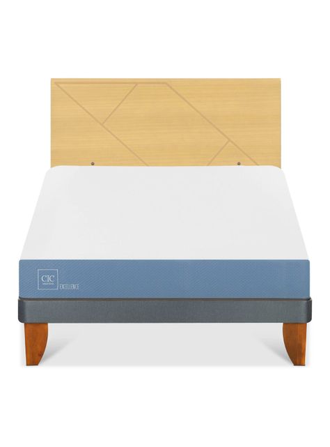Cama Europea Excellence 2 Plazas x190 cm + Respaldo Villarrica Mostaza-2