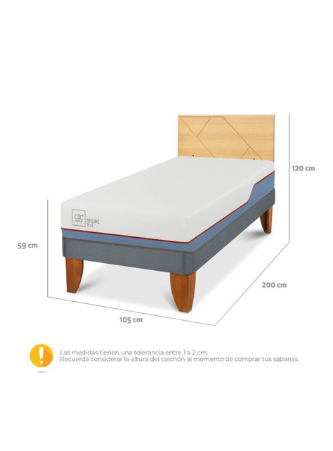 Cama Europea Excellence Plus 1.5 Plazas + Respaldo Villarrica Mostaza-1
