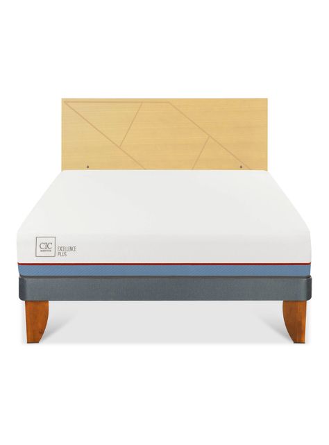 Cama Europea Excellence Plus 2 Plazas + Respaldo Villarrica Mostaza-2