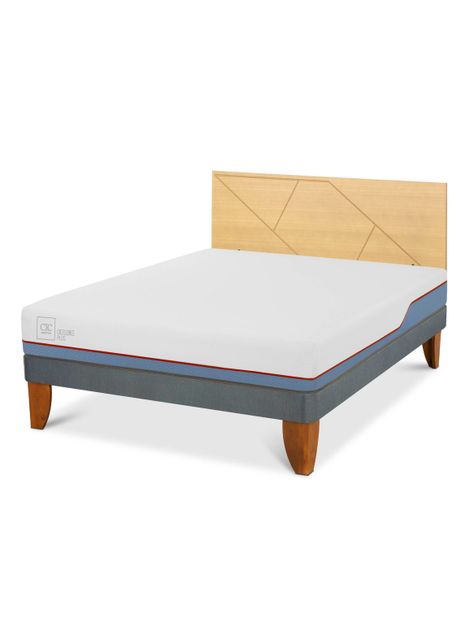 Cama Europea Excellence Plus 2 Plazas + Respaldo Villarrica Mostaza-0