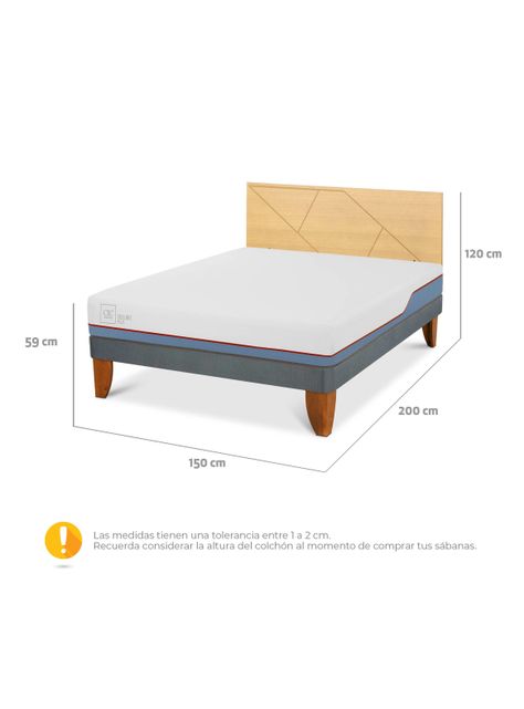 Cama Europea Excellence Plus 2 Plazas + Respaldo Villarrica Mostaza-1