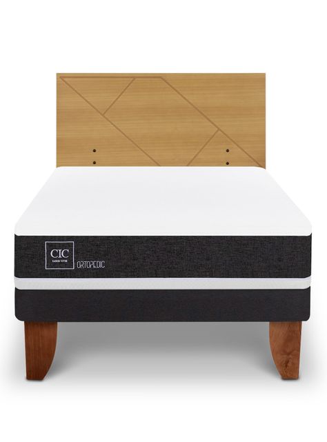 Cama Europea Ortopedic 1.5 Plazas + Respaldo Villarrica Mostaza-2