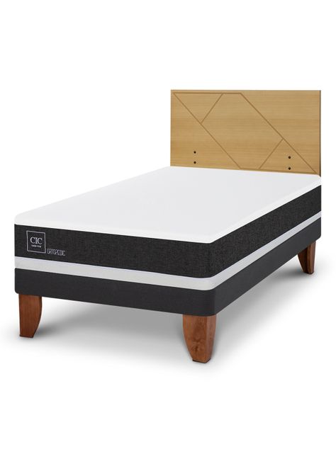 Cama Europea Ortopedic 1.5 Plazas + Respaldo Villarrica Mostaza-0