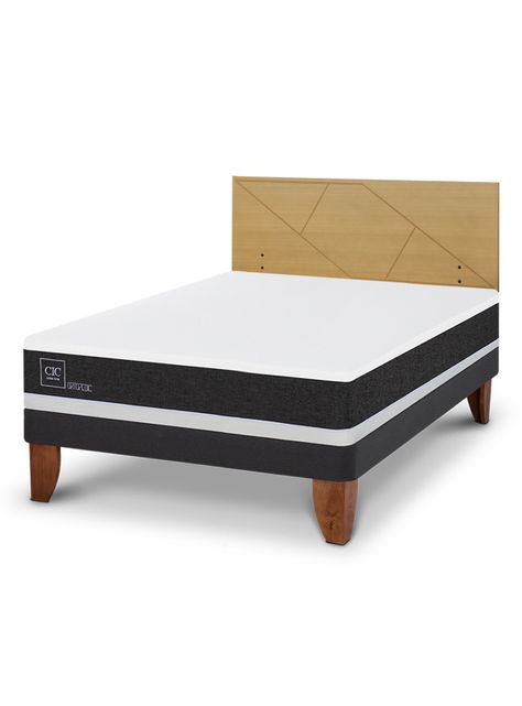 Cama Europea Ortopedic 2 Plazas + Respaldo Villarrica Mostaza-0