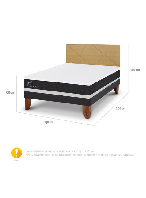 Cama Europea Ortopedic 2 Plazas + Respaldo Villarrica Mostaza-1
