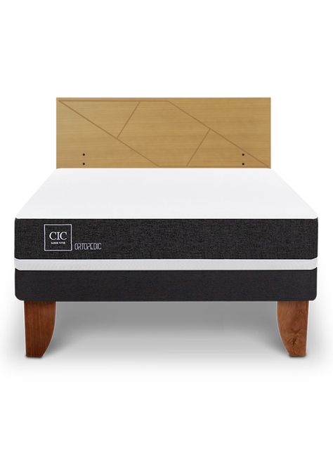 Cama Europea Ortopedic 2 Plazas + Respaldo Villarrica Mostaza-2