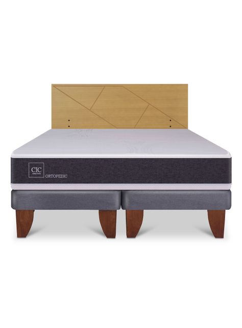 Cama Europea Ortopedic King + Respaldo Villarrica Mostaza-2