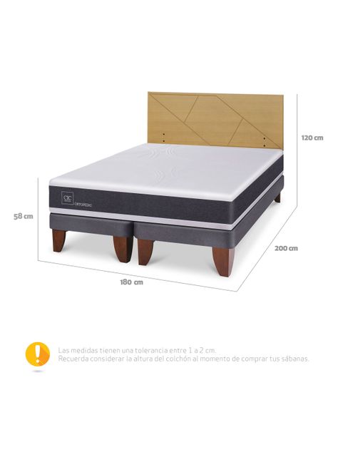 Cama Europea Ortopedic King + Respaldo Villarrica Mostaza-1