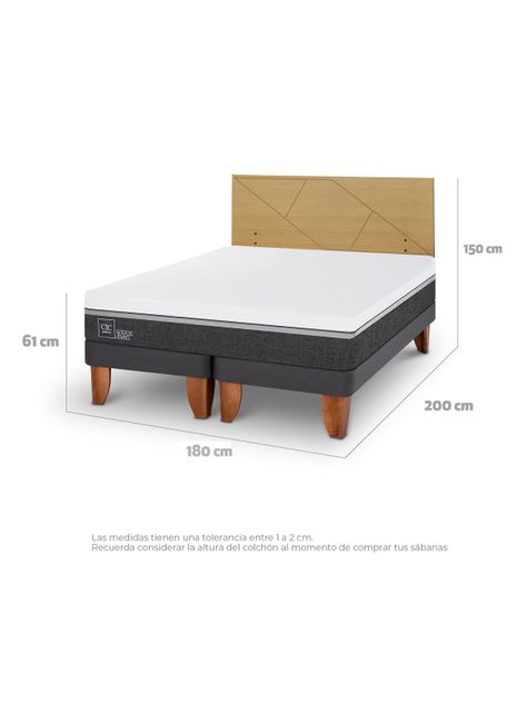 Cama Europea Ortopedic Advance King + Respaldo Villarrica Mostaza-1