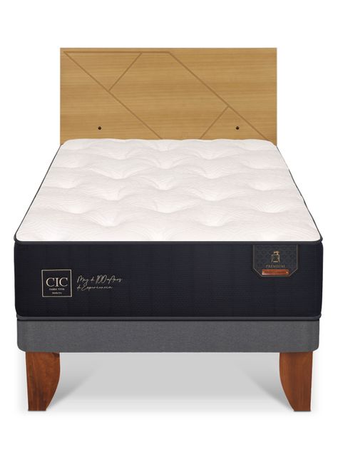 Cama Europea Premium 1.5 Plazas + Respaldo Villarrica Mostaza-2