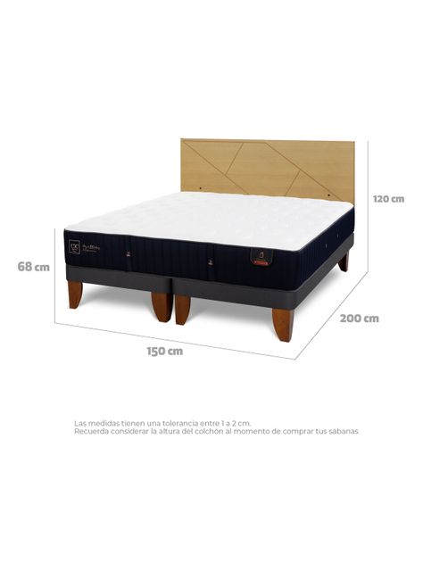 Cama Europea Premium 2 Plazas Base Dividida + Respaldo Villarrica Mostaza-1