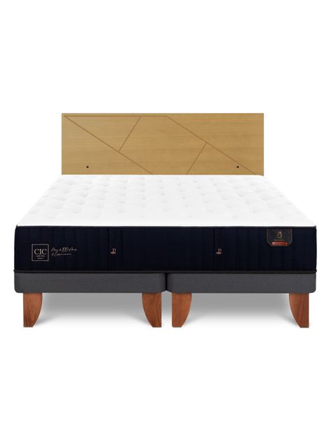 Cama Europea Premium King + Respaldo Villarrica Mostaza-2