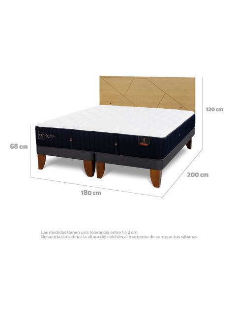 Cama Europea Premium King + Respaldo Villarrica Mostaza-1