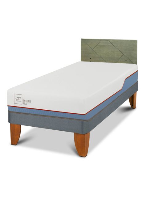 Cama Europea Excellence Plus 1.5 Plazas + Respaldo Villarrica Olivo-0