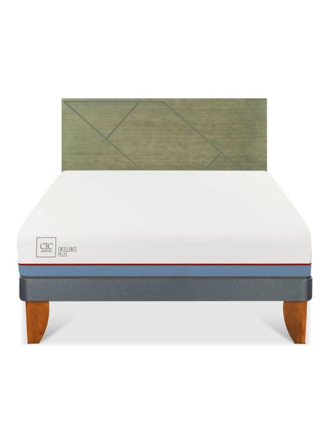 Cama Europea Excellence Plus 2 Plazas + Respaldo Villarrica Olivo-2