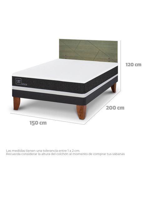 Cama Europea Ortopedic 2 Plazas + Respaldo Villarrica Olivo-1