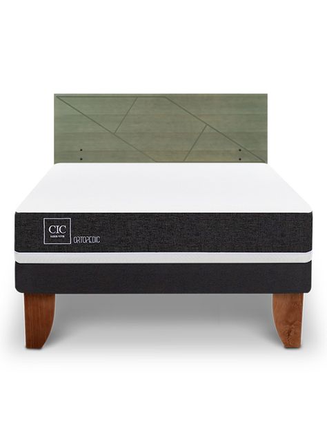 Cama Europea Ortopedic 2 Plazas + Respaldo Villarrica Olivo-2