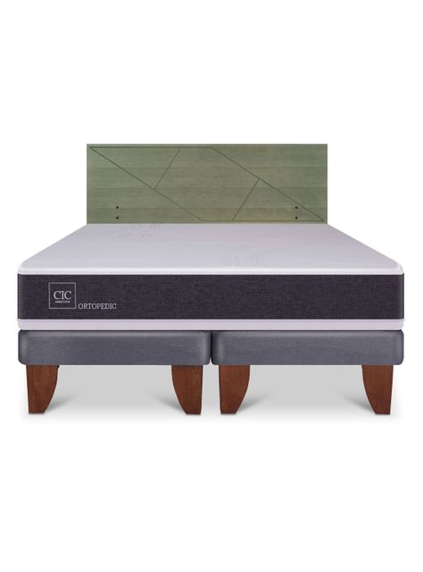 Cama Europea Ortopedic King + Respaldo Villarrica Olivo-2