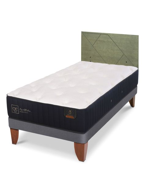 Cama Europea Premium 1.5 Plazas + Respaldo Villarrica Olivo-0