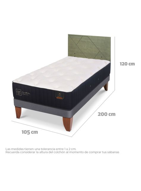 Cama Europea Premium 1.5 Plazas + Respaldo Villarrica Olivo-1