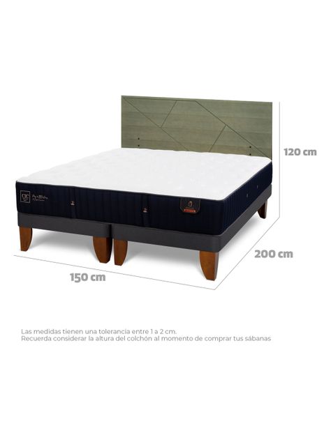 Cama Europea Premium 2 Plazas Base Dividida + Respaldo Villarrica Olivo-1