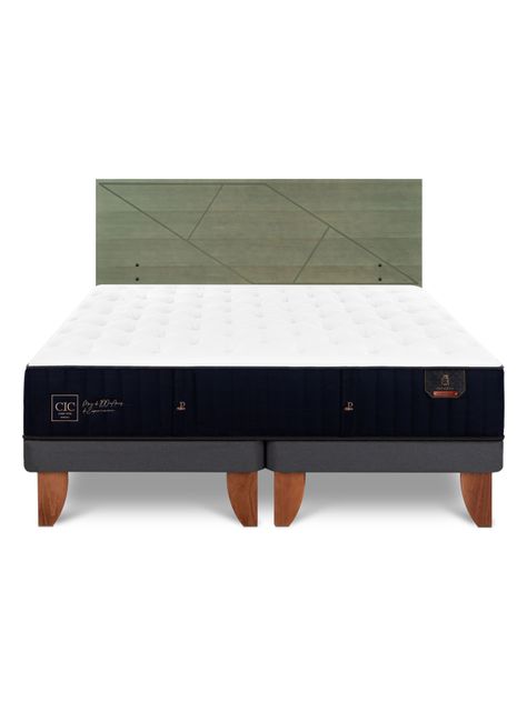 Cama Europea Premium 2 Plazas Base Dividida + Respaldo Villarrica Olivo-2