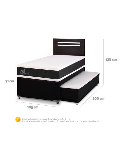 Diván Ortopedic Black 1.5 Plazas Respaldo Múnich Negro-1