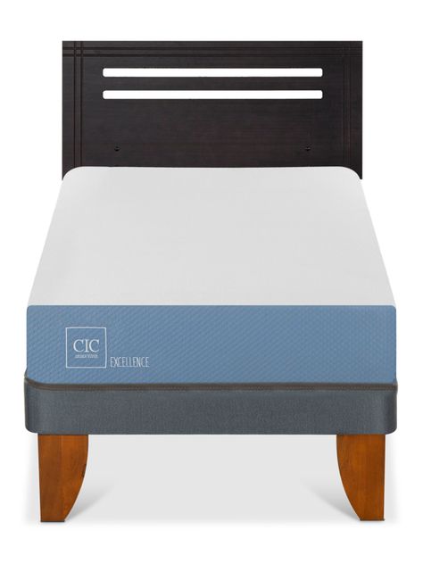 Cama Europea Excellence 1 Plaza x190 cm + Respaldo Múnich Negro-2