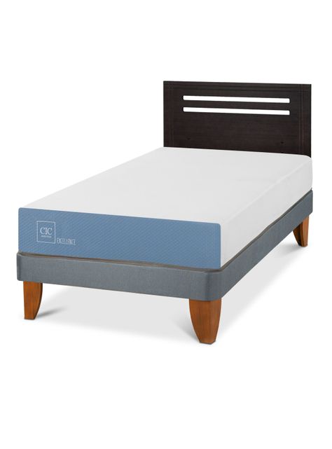 Cama Europea Excellence 1.5 Plazas x190 cm + Respaldo Múnich Negro-0