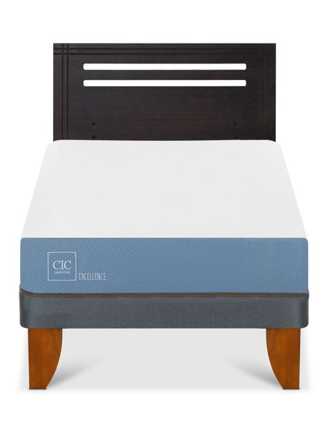 Cama Europea Excellence 1.5 Plazas x190 cm + Respaldo Múnich Negro-2
