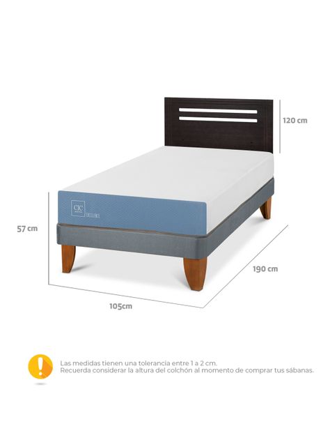 Cama Europea Excellence 1.5 Plazas x190 cm + Respaldo Múnich Negro-1