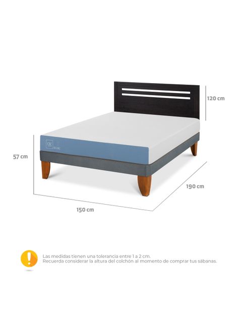 Cama Europea Excellence 2 Plazas x190 cm + Respaldo Múnich Negro-1