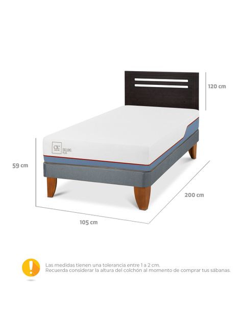 Cama Europea Excellence Plus 1.5 Plazas + Respaldo Múnich Negro-1