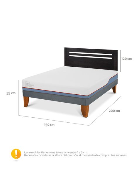 Cama Europea Excellence Plus 2 Plazas + Respaldo Múnich Negro-1