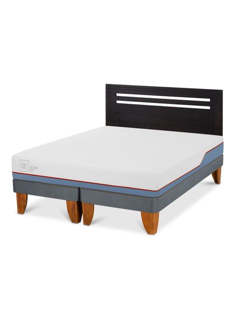 Cama Europea Excellence Plus 2 Plazas Base Dividida + Respaldo Múnich Negro-0