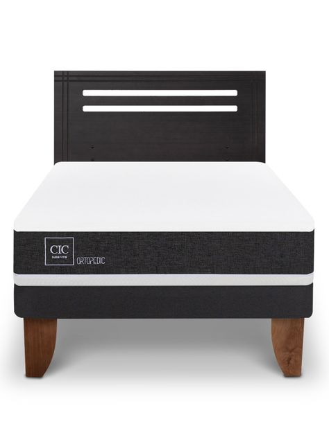 Cama Europea Ortopedic 1.5 Plazas + Respaldo Múnich Negro-2