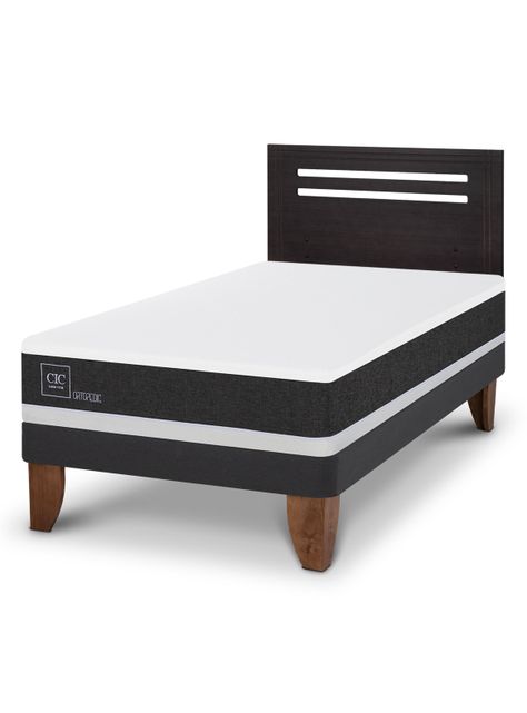 Cama Europea Ortopedic 1.5 Plazas + Respaldo Múnich Negro-0